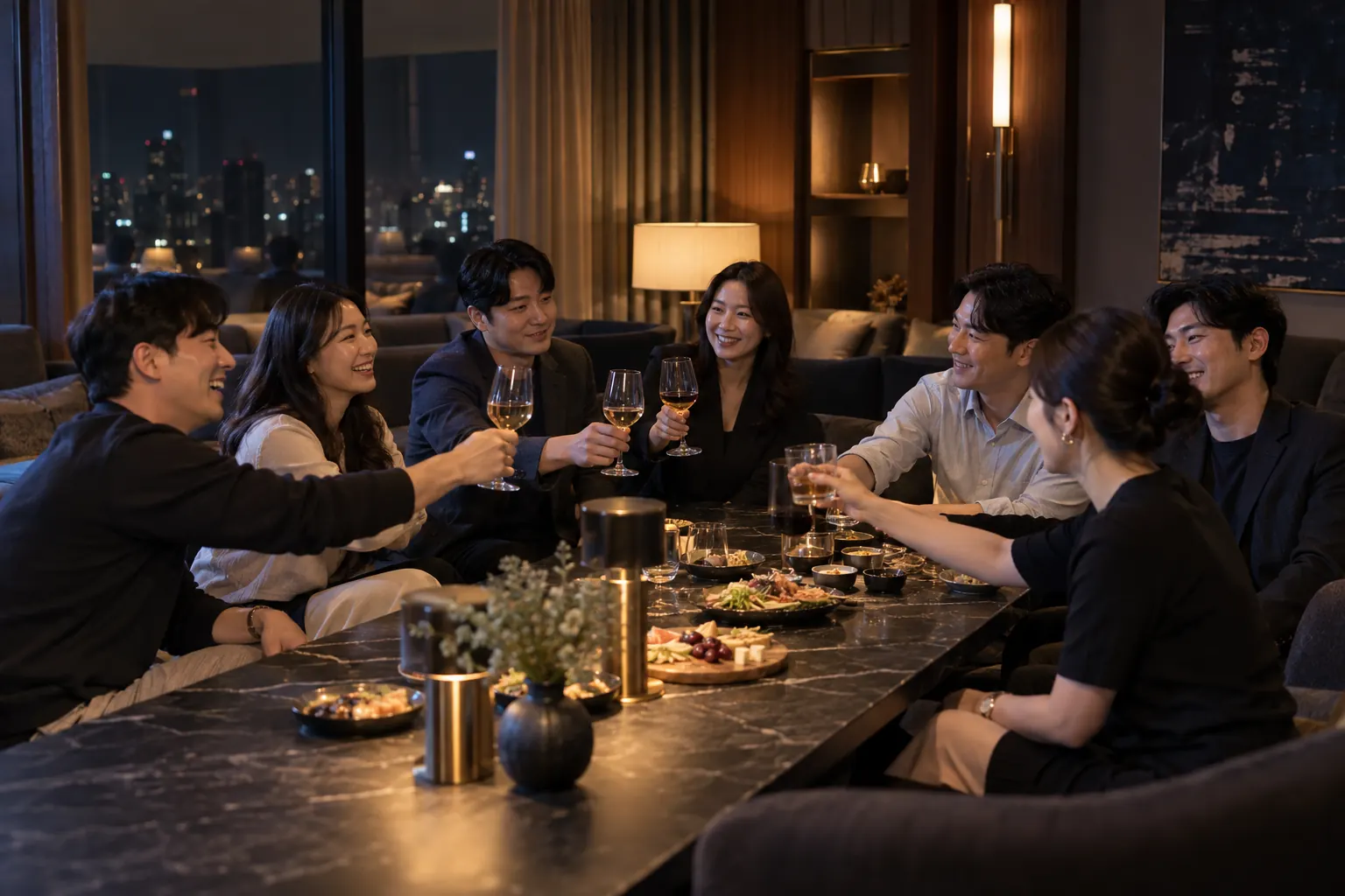 단체 모임 룸 분위기 연출 이미지